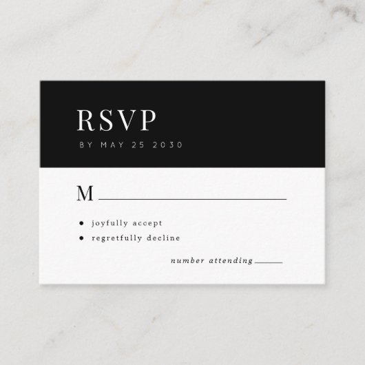 Carte D'accompagnement Simple typographie élégant mariage minimal RSVP En (Devant)