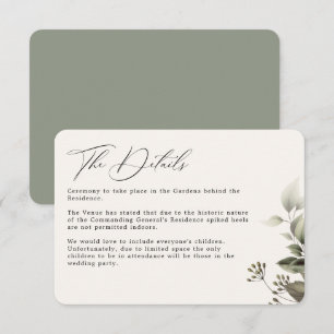 Carte D'accompagnement Simple verdure Botanique Détails du Mariage