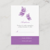 Carte D'accompagnement Simple Violet Butterfly RSVP Note Mini (Dos)