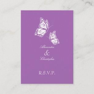 Carte D'accompagnement Simple Violet Papillon RSVP Note Mini