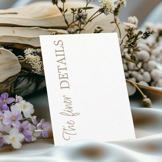 Carte D'accompagnement Simple White & Gold Wedding Details