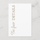 Carte D'accompagnement Simple White & Gold Wedding Details (Devant)