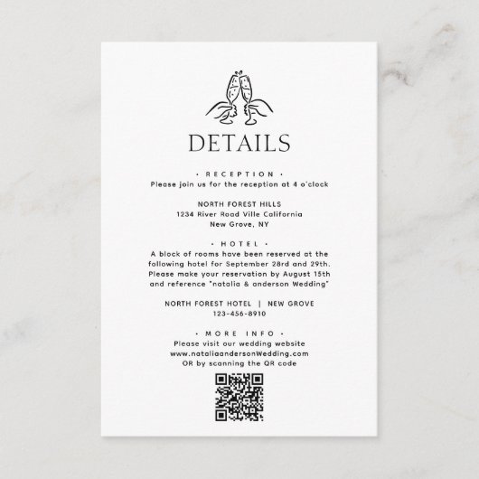 Carte D'accompagnement Simple Wine Chefs Qr Code Détails du Mariage (Devant)