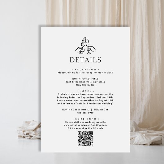 Carte D'accompagnement Simple Wine Chefs Qr Code Détails du Mariage