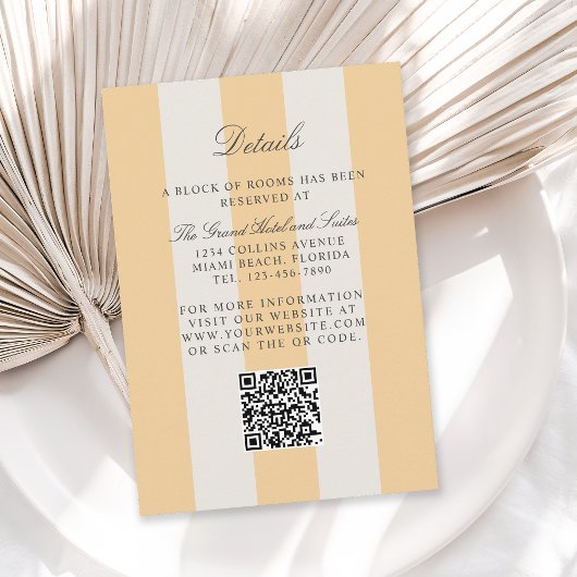Carte D'accompagnement Simple Yellow Cabana Stripes Wedding Details