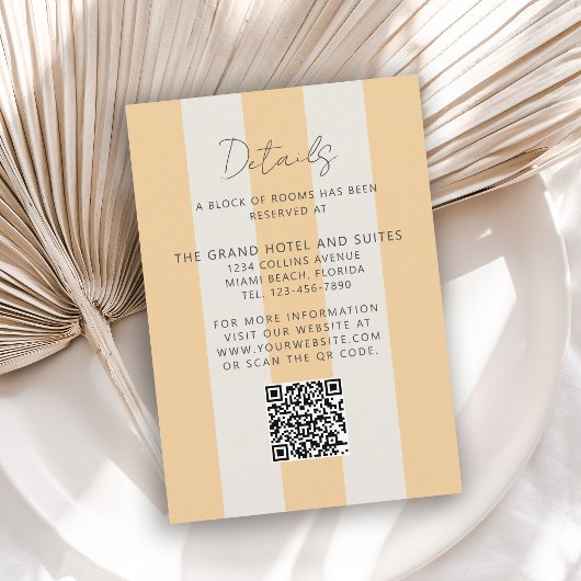 Carte D'accompagnement Simple Yellow Cabana Stripes Wedding Details