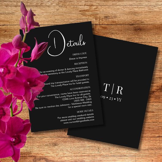 Carte D'accompagnement Simplicité classique Détails Mariage noir et blanc