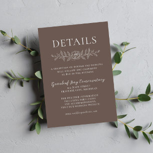 Carte D'accompagnement Simplicité Florale 1 Mariage Brun Champignon Minim
