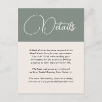 Simplicité moderne Deep Sage Green Détails Mariage