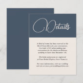 Carte D'accompagnement Simplicité moderne Marine Blue Détails Mariage (Devant / Derrière)