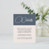 Carte D'accompagnement Simplicité moderne Marine Blue Détails Mariage (Debout devant)