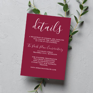 Carte D'accompagnement Simplicité réelle 1 Mariage minimaliste Claret