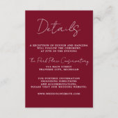 Carte D'accompagnement Simplicité réelle 3 Script Mariage bordeaux minima (Devant)