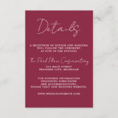 Carte D'accompagnement Simplicité réelle 3 Script Mariage Claret minimal (Devant)