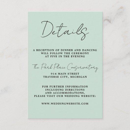 Carte D'accompagnement Simplicité réelle 3 Script Mariage minimal de la m (Devant)