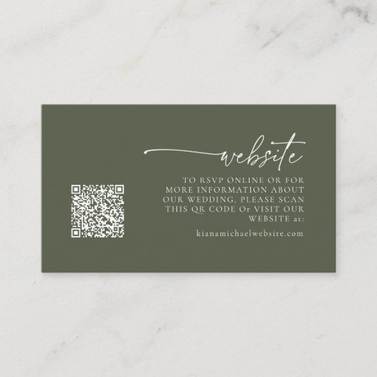 Carte D'accompagnement Simply Chic Mariage Website Moss Green ID1046 (Devant)