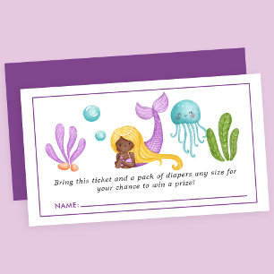 Carte D'accompagnement Sirène africaine Océan Baby Shower Tirage au sort 