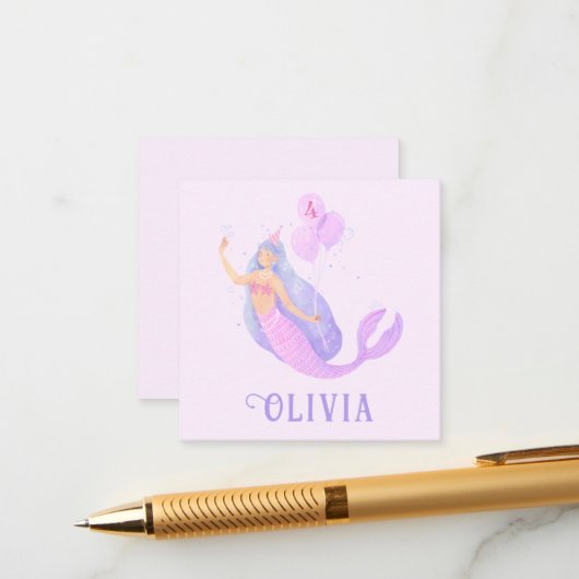 Carte D'accompagnement Sirène sous la mer Anniversaire Fête de l'âge de l (Devant/Arrière en situation)