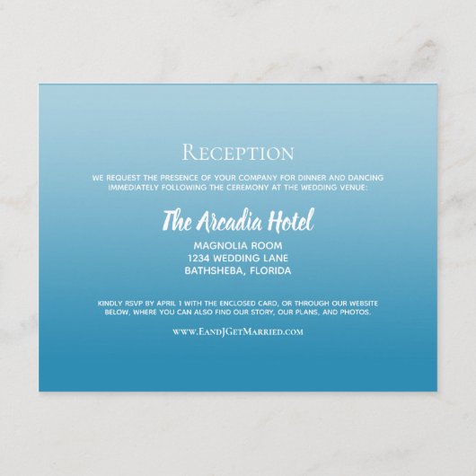 Carte D'accompagnement Site Beach String Lights Palms Ombre Réception (Dos)