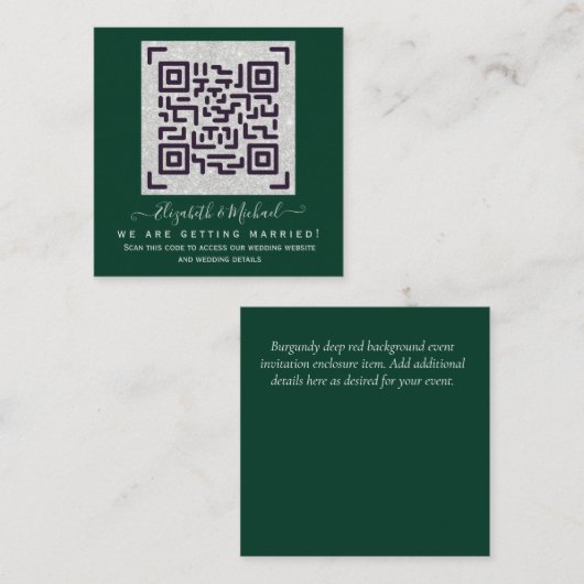Carte D'accompagnement Site de code QR de budget RSVP détails de mariage  (Devant / Derrière)