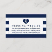 Carte D'accompagnement Site de Mariage bleu et blanc de Modern Chic Navy (Devant)