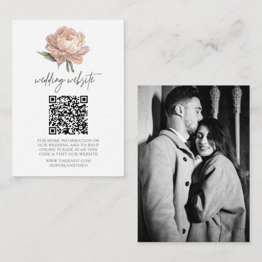 Carte D'accompagnement Site de mariage de jardin | RSVP QR Code photo (Devant / Derrière)