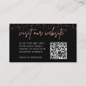 Carte D'accompagnement Site de Mariage d'or noir et Rose RSVP QR Code (Dos)