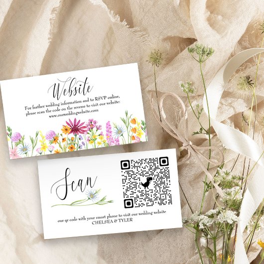 Carte D'accompagnement Site de Mariage fleur sauvage QR Code Online RSVP