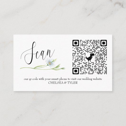 Carte D'accompagnement Site de Mariage fleur sauvage QR Code Online RSVP (Dos)