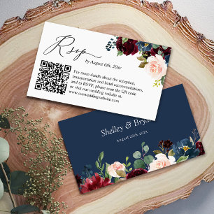 Carte D'accompagnement Site de Mariage Floral de la Marine Bourgogne RSVP
