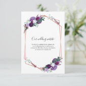 Carte D'accompagnement Site de Mariage Floral Violet Code QR (Debout devant)