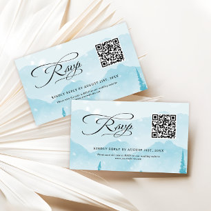 Carte D'accompagnement Site de mariage hivernal QR Code Budget RSVP