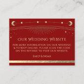 Carte D'accompagnement Site de Mariage Mysical Red Gold RSVP QR Code (Devant)