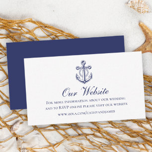 Carte D'accompagnement Site de mariage nautique bleu marine voile d'ancra