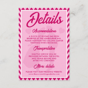 Carte D'accompagnement Site de mariage Rose Fardé à Chevron