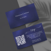 Carte D'accompagnement Site de réponse de mariage bleu marine Code QR RSV