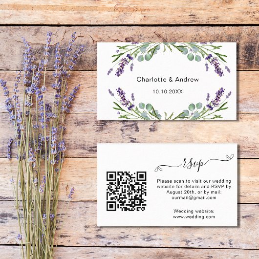 Carte D'accompagnement Site de réponse du mariage Lavender code QR RSVP