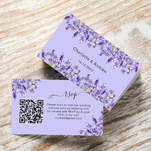 Carte D'accompagnement Site de réponse du mariage Lavender code QR RSVP