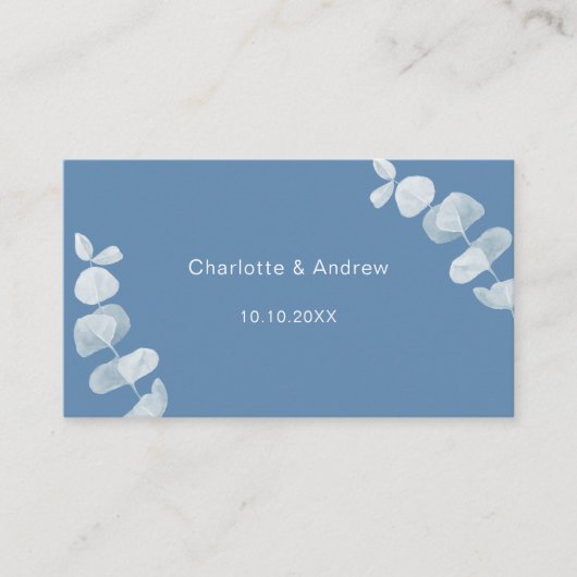 Carte D'accompagnement Site de réponse mariage bleu Dusty Code QR RSVP (Devant)
