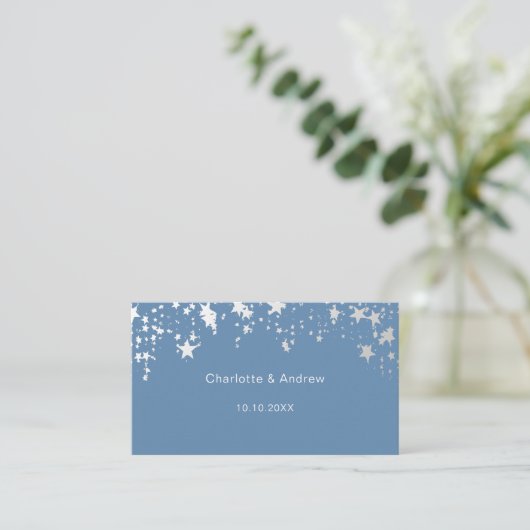 Carte D'accompagnement Site de réponse mariage bleu Dusty Code QR RSVP (Debout devant)