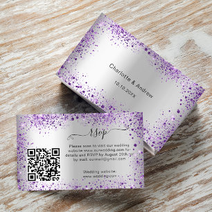 Carte D'accompagnement Site de réponse mariage violet argenté QR RSVP