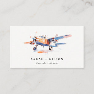 Carte D'accompagnement Site du Mariage d'avion Blue Orange Blush