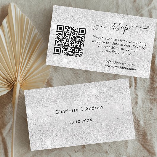 Carte D'accompagnement Site du mariage de parties scintillant Silver RSVP