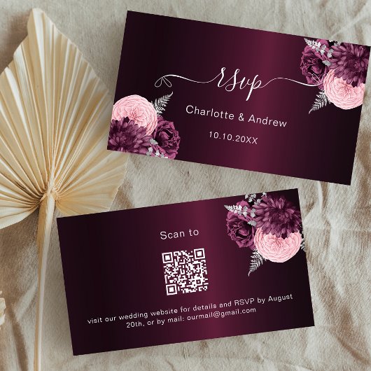 Carte D'accompagnement Site du mariage des fleurs de Bourgogne RSVP QR co