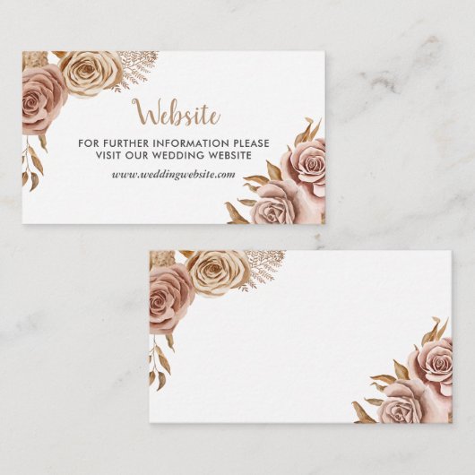 Carte D'accompagnement Site du Mariage des fleurs Roses de Boho Watercolo (Devant / Derrière)