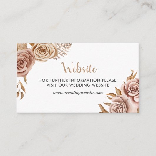 Carte D'accompagnement Site du Mariage des fleurs Roses de Boho Watercolo (Devant)