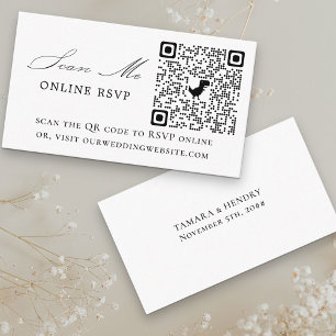 Carte D'accompagnement Site en ligne RSVP QR Code Black White Mariage