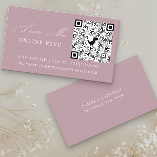 Carte D'accompagnement Site en ligne RSVP QR Code Dusty Rose Mariage