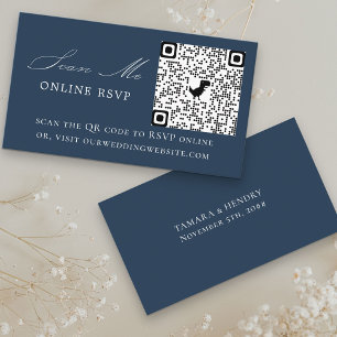 Carte D'accompagnement Site en ligne RSVP QR Code Marine Blue Mariage