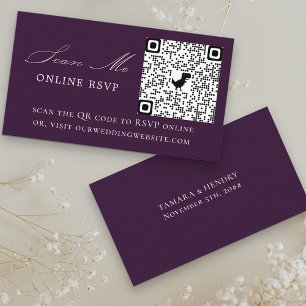 Carte D'accompagnement Site en ligne RSVP QR Code Purple Mariage
